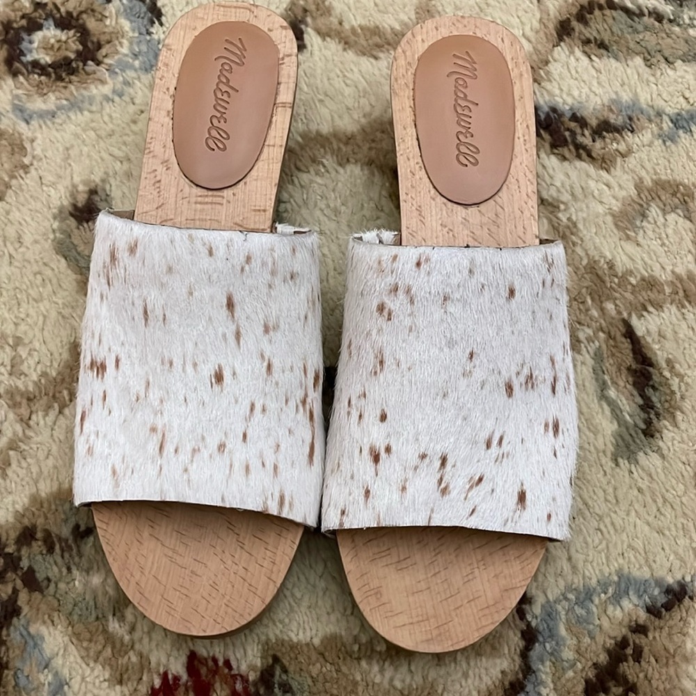 Madewell Evelyn Slides, Cow Print